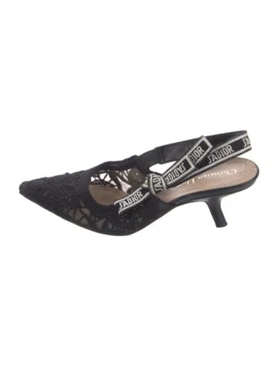 Pre-owned Dior Lace Lace Pattern Slingback Pumps In Black