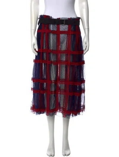 Pre-owned Dior Lace Midi Length Skirt In Blue