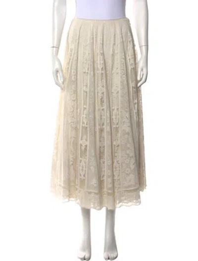Pre-owned Dior Lace Midi Length Skirt In Neutrals