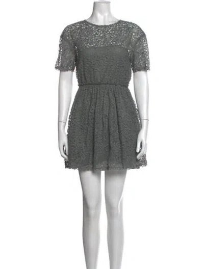 Pre-owned Dior Lace Mini Dress In Grey
