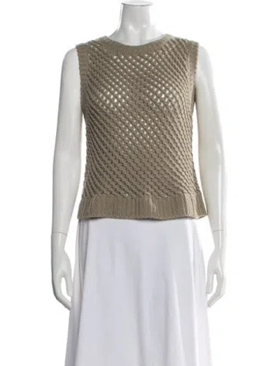 Pre-owned Dior Lace Pattern Crew Neck Sweater In Neutral