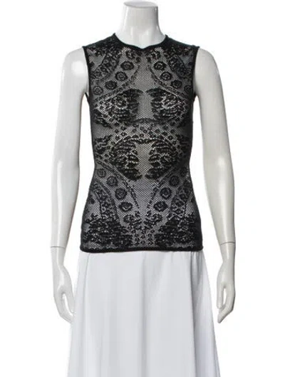 Pre-owned Dior Lace Pattern Crew Neck Top In Black