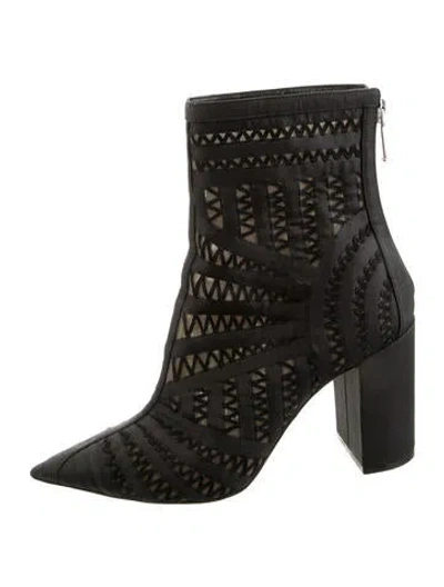 Pre-owned Dior Lace Pattern Embroidered Accent Boots In Black