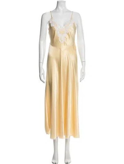 Pre-owned Dior Lace Pattern Long Dress In Neutral