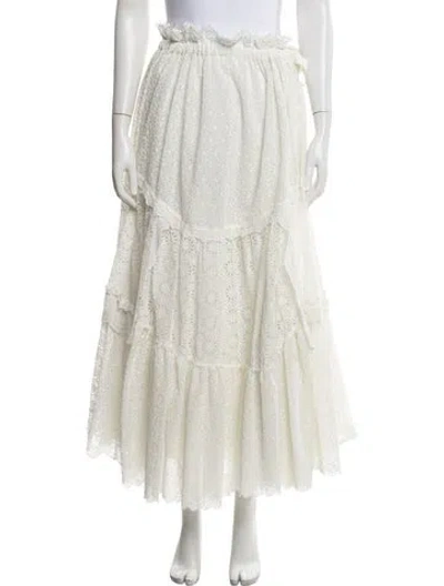 Pre-owned Dior Lace Pattern Long Skirt In White