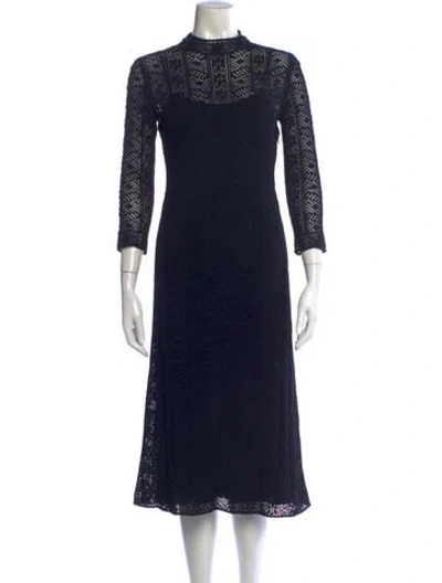 Pre-owned Dior Lace Pattern Midi Length Dress In Black