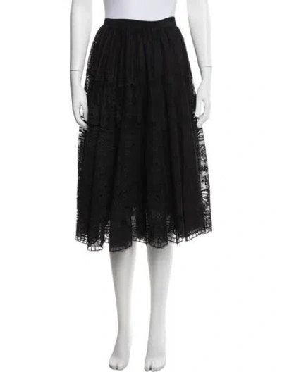 Pre-owned Dior Lace Pattern Midi Length Skirt In Black