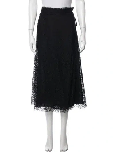 Pre-owned Dior Lace Pattern Midi Length Skirt In Black