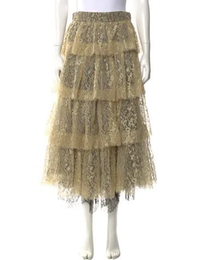 Pre-owned Dior Lace Pattern Midi Length Skirt In Multi