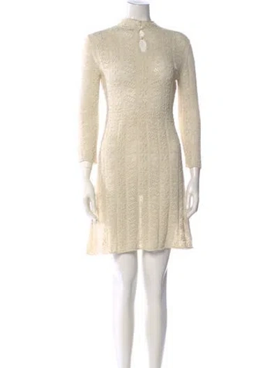 Pre-owned Dior Lace Pattern Mini Dress In Neutral