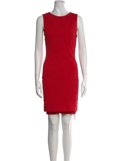 Pre-owned Dior Lace Pattern Mini Dress In Red