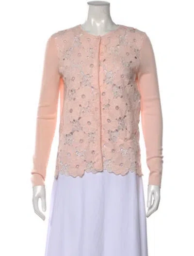Pre-owned Dior Lace Pattern Open Front Sweater In Pink