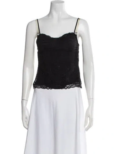 Pre-owned Dior Lace Pattern Scoop Neck Top In Black