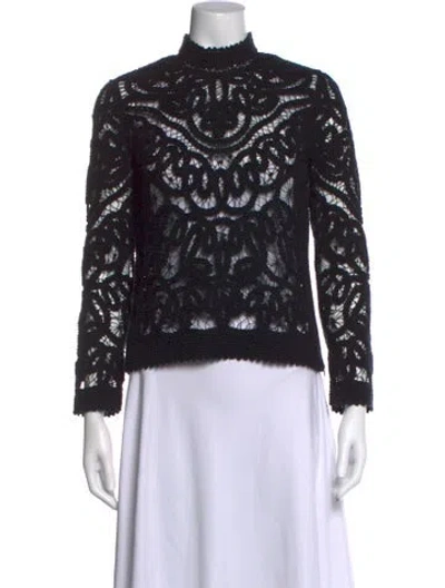 Pre-owned Dior Lace Pattern Turtleneck Sweater In Black