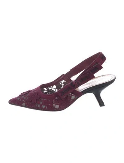 Pre-owned Dior Lace Patterned Slingback Pumps In Purple