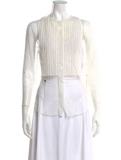 Pre-owned Dior Lace Printed Button-up Top In White