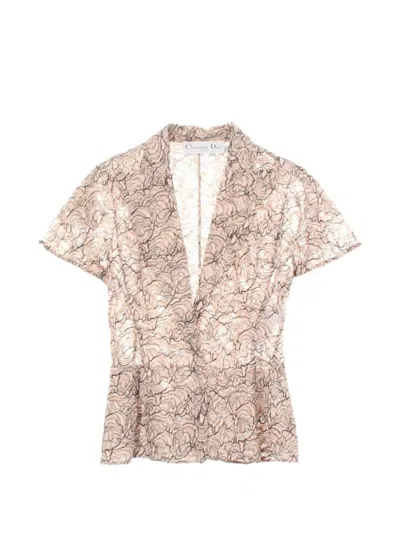 Pre-owned Dior Lace Short-sleeve Blouse In Pink
