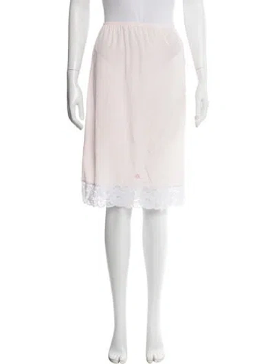 Pre-owned Dior Lace Trim Embellishment Knee-length Skirt In Pink