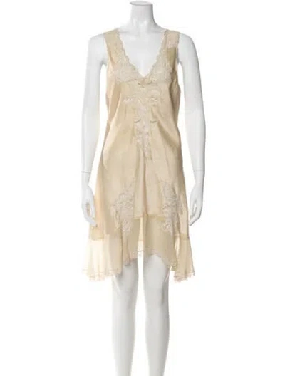 Pre-owned Dior Lace Trim Embellishment Nightgown In Neutral