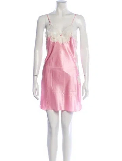 Pre-owned Dior Lace Trim Embellishment Nightgown In Pink