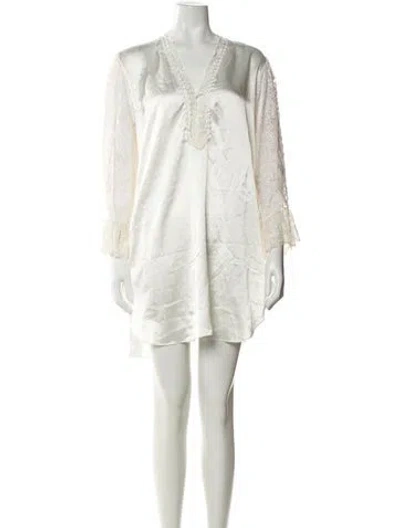 Pre-owned Dior Lace Trim Embellishment Nightgown In White