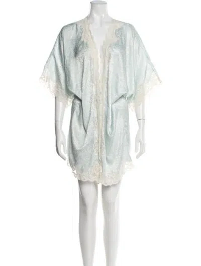 Pre-owned Dior Lace Trim Embellishment Robe In Green