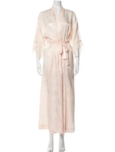 Pre-owned Dior Lace Trim Embellishment Robe In Neutral