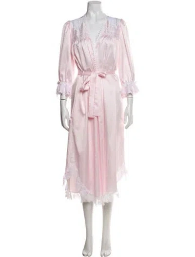 Pre-owned Dior Lace Trim Embellishment Robe In Pink