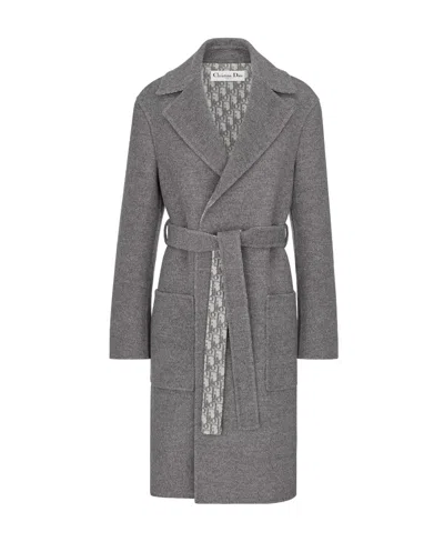 Dior Lace-up Coat In Gray
