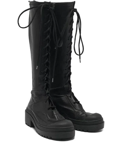 Pre-owned Dior Lace-up Combat Boots In Black