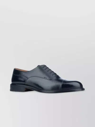 Dior Laced Leather Shoes Cap Toe In Nero