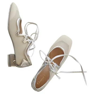 Pre-owned Dior Lace-up Ballerinas 60s Vibe Ss22 Collection Ecru/off White 39.5