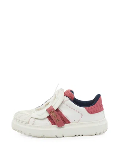 Pre-owned Dior Lace-up Leather Sneakers In White