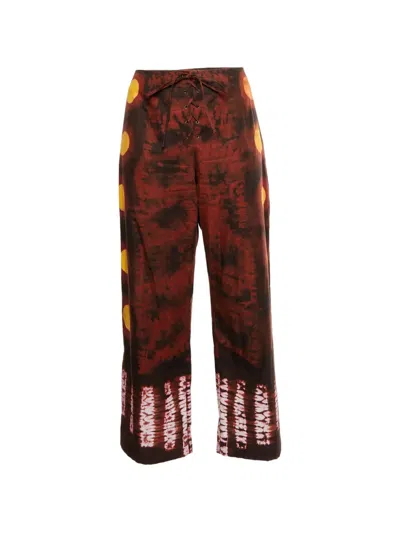 Pre-owned Dior Lace-up Trousers In Red