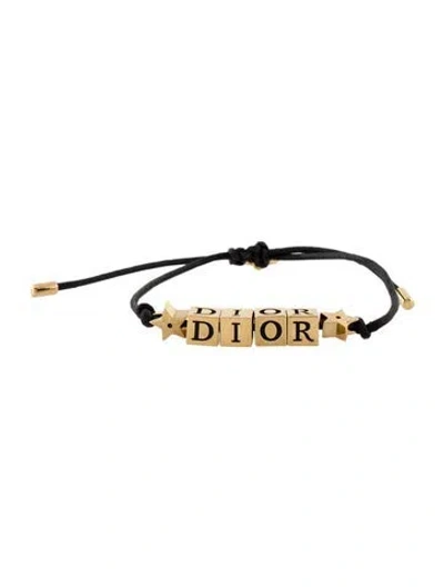 Pre-owned Dior Lacquer & Cord D-dice Adjustable Bracelet In Black