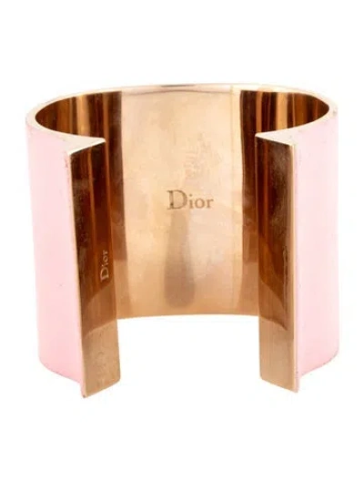 Pre-owned Dior Lacquer Open Cuff Bracelet, 6.75" In Pink