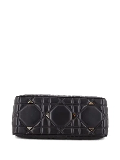 Pre-owned Dior Lady 95.22 Bag Cannage Embossed Leather Large Tote Bag In Black