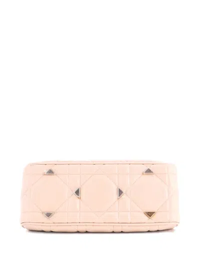 Pre-owned Dior Lady 95.22 Bag Cannage Embossed Leather Medium Tote Bag In Neutral