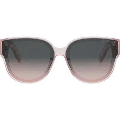 Dior Lady 95.22 R3i 64mm Oversize Round Sunglasses In Shiny Pink/grad Smoke