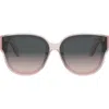 Dior Lady 95.22 R3i 64mm Oversize Round Sunglasses In Shiny Pink/gradient Smoke