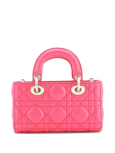 Pre-owned Dior Lady D-joy Bag Cannage Quilt Lambskin Micro Satchel In Pink