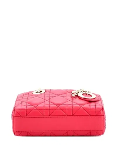 Pre-owned Dior Lady D-joy Bag Cannage Quilt Lambskin Micro Satchel In Pink
