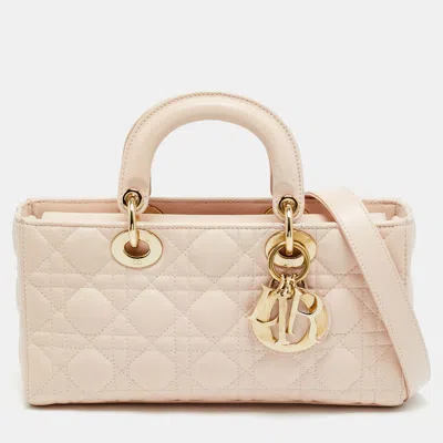 Pre-owned Dior Lady D-joy Medium Light Pink Cannage Leather Tote