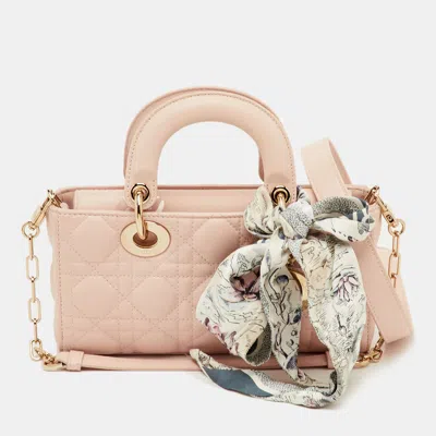 Pre-owned Dior Lady D-joy Small Pink Cannage Leather Tote