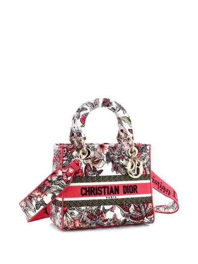 Pre-owned Dior Lady D-lite Bag Embroidered Canvas Medium Satchel