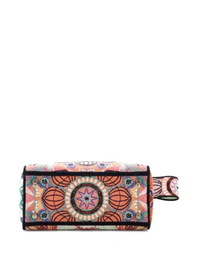 Pre-owned Dior Lady D-lite Bag Embroidered Canvas Medium Satchel In Multi