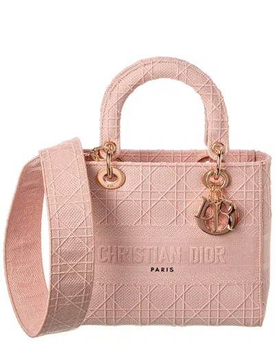 Dior Lady D-lite Cannage Medium Tote In Pink