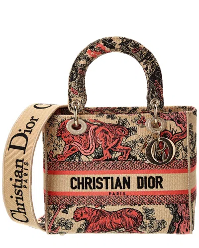 Dior Lady D-lite Medium Canvas Tote In Orange