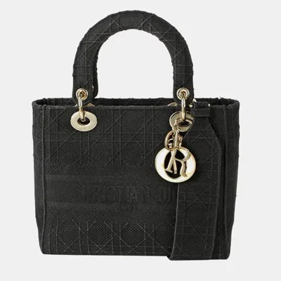 Pre-owned Dior Lady D-lite Medium Tote And Shoulder Bag In Black