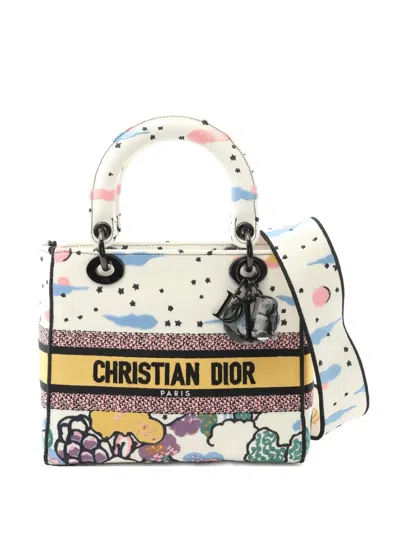 Pre-owned Dior Lady D-lite Tote Bag In White